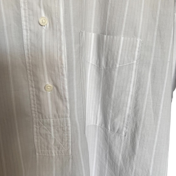 Everlane Women's Grey White Striped Oversized 100%Cotton Collarless Shirt Size4 - Picture 11 of 15